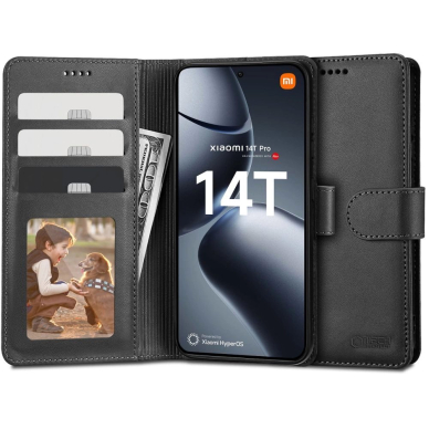 Dėklas Tech-Protect Wallet  Xiaomi 14T Pro - Juodas