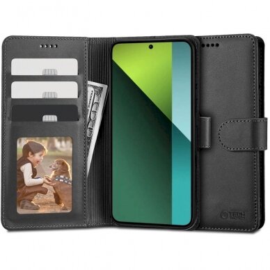 Tech-Protect Wallet Dėklas Xiaomi Redmi Note 13 Pro 5G / Poco X6 5G - Juodas