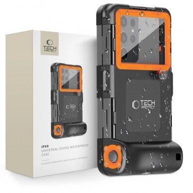 Tech-Protect Waterproof Dėklas waterproof IPX8 smartphones 4.7-6.7 - Juodas orange