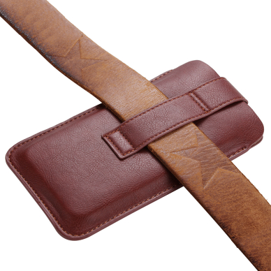 [Užsakomoji prekė] Techsuit - Belt Phone Case (BPC1) - from Premium Eco Leather, with Belt Holder, for Aprox. 6.1 inch, Size S - Rudas 4