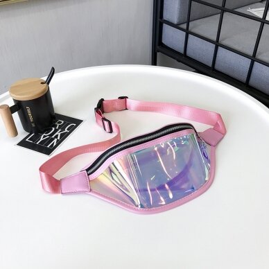 [Užsakomoji prekė] Techsuit - Casual Waist Bag (CWB2) - Transparent, with Belt for Recreational Activity, Fitness - Pink 4