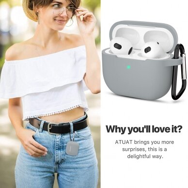 [Užsakomoji prekė] Techsuit - Silikoninis dėklas - for Apple AirPods 3, Smooth Ultrathin Material -pilkas 5