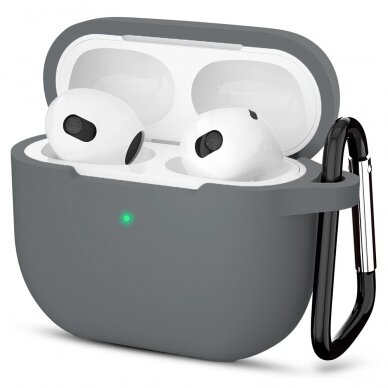 [Užsakomoji prekė] Techsuit - Silikoninis dėklas - for Apple AirPods 3, Smooth Ultrathin Material -pilkas