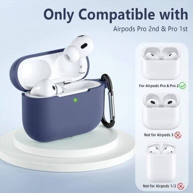 [Užsakomoji prekė] Techsuit - Silikoninis dėklas - for Apple AirPods Pro 1 / 2, Smooth Ultrathin Material - Tamsiai žalias 8