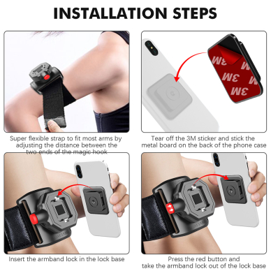 [Užsakomoji prekė] Techsuit - Sports Armband with Phone Locker (TSA1) - Velcro Mounting Strap, Quick Button Release, 3M Glue, max 6.8" - Juodas 6