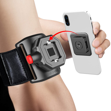 [Užsakomoji prekė] Techsuit - Sports Armband with Phone Locker (TSA1) - Velcro Mounting Strap, Quick Button Release, 3M Glue, max 6.8" - Juodas