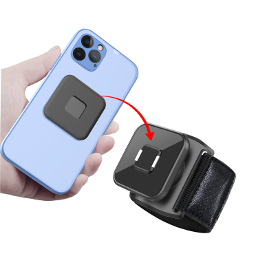 [Užsakomoji prekė] Techsuit - Sports Armband with Phone Magnetic Suction Cup (TSA2) - Velcro Mounting Strap, 3M Glue Sticker, max 6.8" - Juodas 2