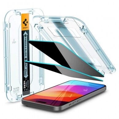 TEMPERED GLASS Spigen GLAS.TR "EZ FIT" 2-PACK IPHONE 15 PLUS PRIVACY 5