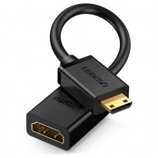 Ugreen HDMI (Female) - mini HDMI (Male) Kabelis Adapteris 4K 60 Hz Ethernet HEC ARC 32 channel audio 22 cm Juodas (20137)