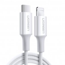 USB Kabelis Ugreen Typ C - Lightning MFI kabelis 1m 3A 18W baltas (10493)