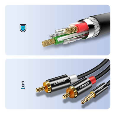 Ugreen 3,5 mm mini jack - 2RCA aucio kabelis 3m juodas (10590) 3