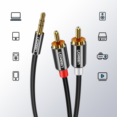 Ugreen 3,5 mm mini jack - 2RCA aucio kabelis 3m juodas (10590) 7