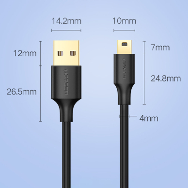 Ugreen 5 pin gold-plated USB cable - mini USB 0.25m black (US132) 15