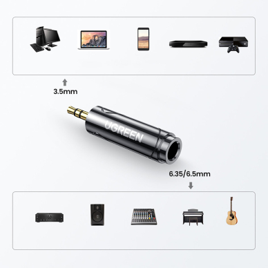 Ugreen adapter 3.5mm audio adapter (male) to 6.35mm mini jack (female) gray (AV168) 8