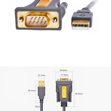 Ugreen adapter cable USB-A - DB9 RS-232 1.5m gray (CR104) 3