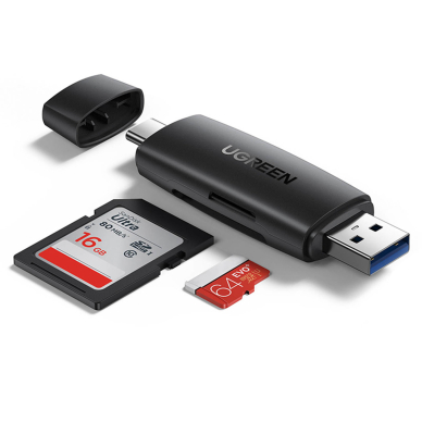 Ugreen adapter SD / micro SD card reader (USB-A / USB-C) black (CM304)