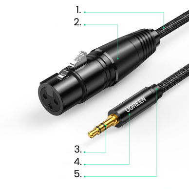 Ugreen audio cable 3.5mm mini jack (male) - XLR (female) 1m black (AV182) 8