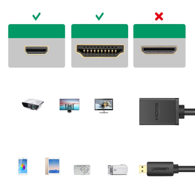 Ugreen cable adapter cable HDMI adapter - micro HDMI 19 pin 20cm black (20134) 6