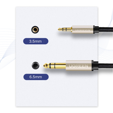 Kabelis Ugreen audio cable TRS mini jack 3.5mm - jack 6.35mm 2m Pilkas 7