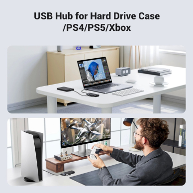 Ugreen CM653 HUB4 USB-A ports USB-A power Kabelis - Juodas 8