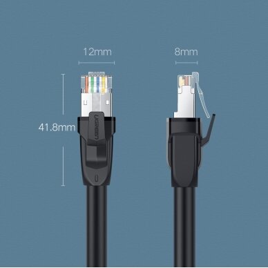 Ugreen Ethernet patchcord kabelis RJ45 Cat 8 T568B 2m juodas (70329) 2