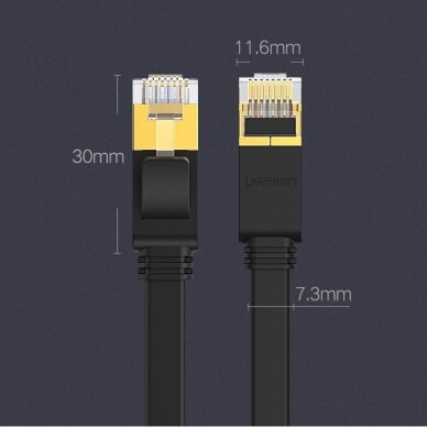 Ugreen Ethernet patchcord flat cable RJ45 Cat 7 STP LAN 10 Gbps 10 m Juodas (NW106 11265) 25