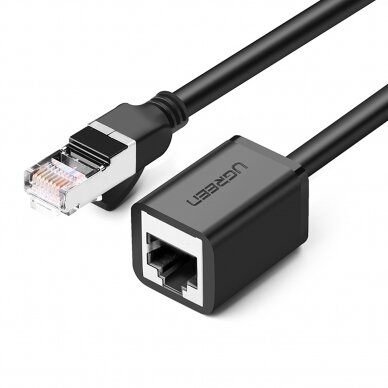 Ugreen Extension Network Cable Internet Ethernet Patchcord RJ45 F/UTP Cat. 6 1000Mbps 0.5m Black (NW112) 1