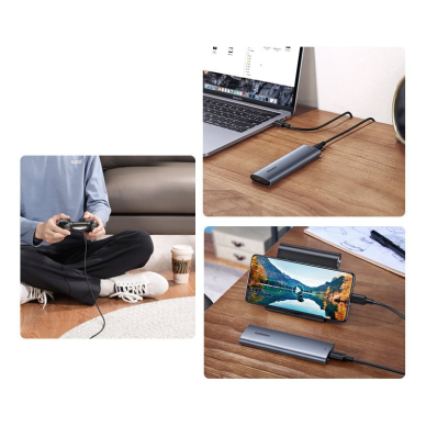 Akcija! *** Pažeista pakuotė *** Išorinio Disko korpusas Ugreen external SSD drive M.2 housing case USB 3.2 Gen 2 (SuperSpeed USB 10 Gbps) + Kabelis USB Type C 0,5m Pilkas(CM400 10902) 7