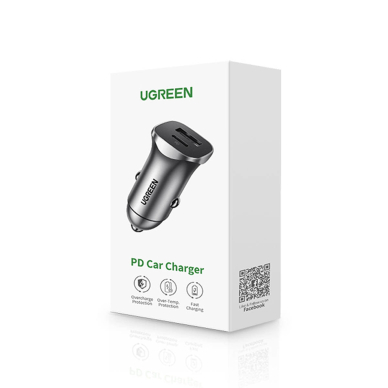 Ugreen fast car charger USB-A / USB-C 18W gray (CD130) 4