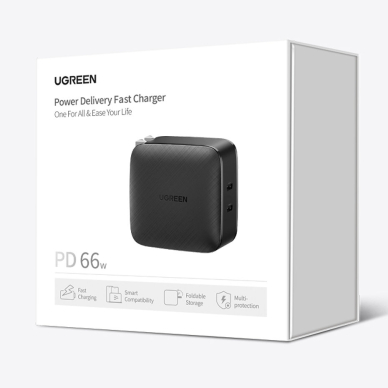 Greitas Buitinis Įkroviklis Ugreen fast wall charger PD 66W 2 x USB Type-C EU kištukas Juodas (CD216) UGLX912 4