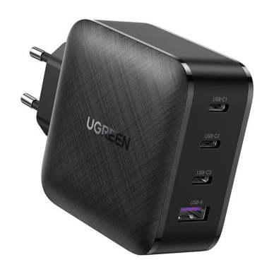 Greitas Buitinis Įkroviklis Ugreen PPS 65W USB / 3x USB Typ C Quick Charge 3.0 Power Delivery SCP FCP AFC (gallium nitride) Juodas (CD224 70774) UGLX912