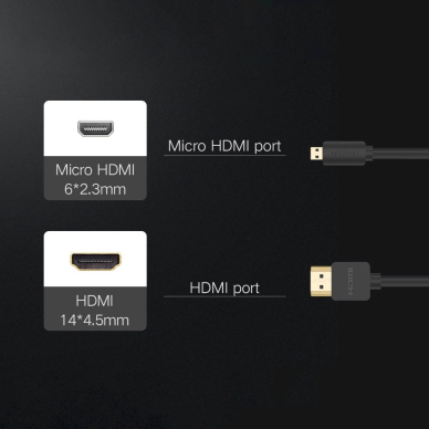 Ugreen HD127 micro HDMI - HDMI 2.0 Kabelis 2 m - Juodas 5