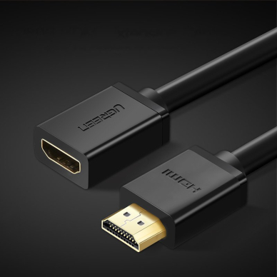 HDMI Kabelis Adapteris Ugreen (female) - HDMI (male) 4K 10,2 Gbps 340 Mhz audio ethernet 0,5 m Juodas (HD107 10140) 3