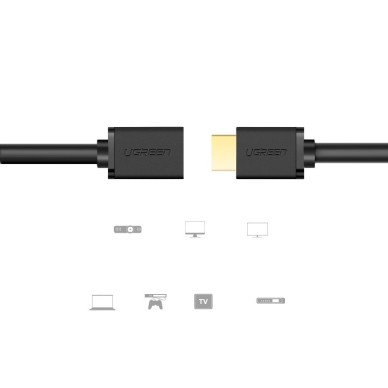 HDMI Kabelis Adapteris Ugreen (female) - HDMI (male) 4K 10,2 Gbps 340 Mhz audio ethernet 0,5 m Juodas (HD107 10140) 5