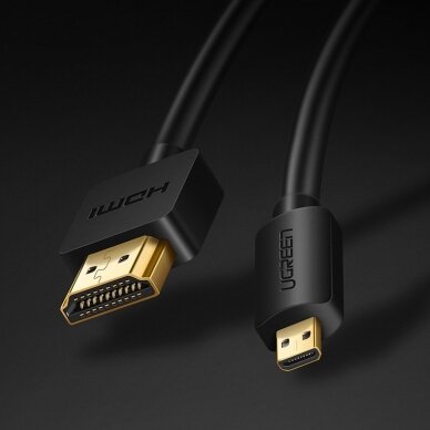 HDMI Kabelis Ugreen - micro HDMI kabelis 19 pin 2.0v 4K 60Hz 30AWG 1,5m juodas (30102) 1