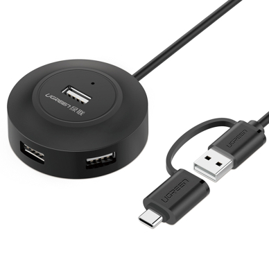 Ugreen HUB 4in1 USB-A - 4xUSB-A 2.0 480Mb/s 1m Juodas (CR106)