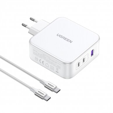 Ugreen Nexode CD289 GaN network charger USB-A/2xUSB-C 140W + USB-C - USB-C cable 1.5m - white 1