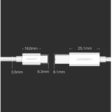 Ugreen printer cable USB-C - USB-B 480Mb/s 1m Baltas (US241) 7