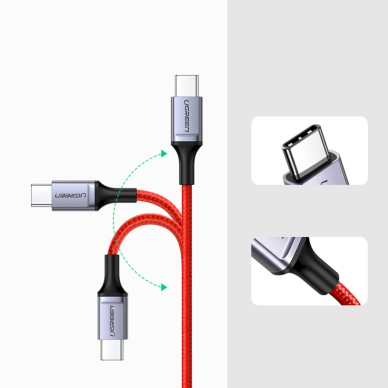 Ugreen US294 USB-C - USB-C 3A 480Mb/s Kabelis 1m - red 3