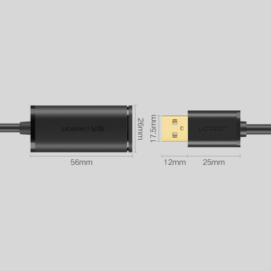 USB Kabelis Ugreen 2.0 (female) - USB (male) Active Repeater Extension Cable with Chipset 10 m Juodas (US121 10321) 8