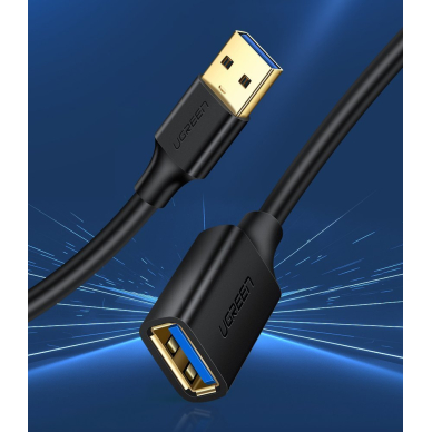 USB Kabelis Ugreen 3.0 (female) - USB 3.0 (male) cable extension cord 1,5 m Juodas (US129 30126) 1