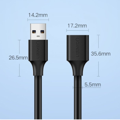 USB Kabelis Ugreen 3.0 (female) - USB 3.0 (male) cable extension cord 1,5 m Juodas (US129 30126) 16