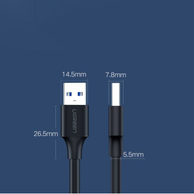 USB Kabelis Ugreen 3.0 (male) - USB 3.0 (male) cable 2m gray (10371) 10