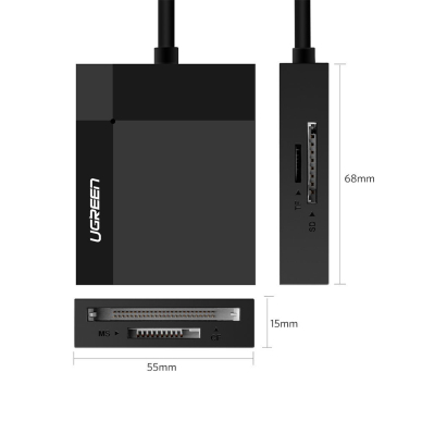 USB Kabelis Ugreen 3.0 SD / micro SD / CF / MS card reader Juodas (CR125 30333) 1