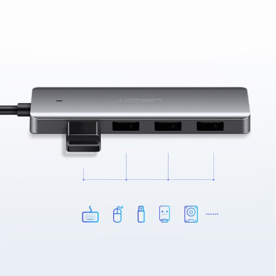 USB Kabelis Ugreen - 4x USB 3.2 Gen 1 HUB with micro USB power port + Bluetooth 4.0 USB adapter gray (CM219 70336) 14