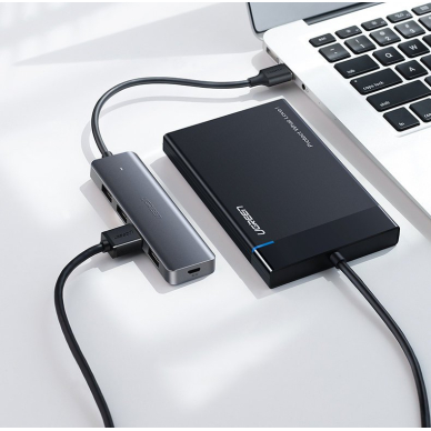 USB Kabelis Ugreen - 4x USB 3.2 Gen 1 HUB with micro USB power port gray (CM219 50985) 11