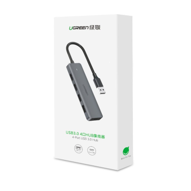 USB Kabelis Ugreen - 4x USB 3.2 Gen 1 HUB with micro USB power port gray (CM219 50985) 4