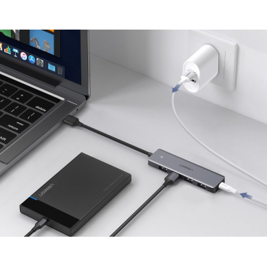 USB Kabelis Ugreen - 4x USB 3.2 Gen 1 HUB with micro USB power port gray (CM219 50985) 9