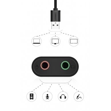 Audio Ugreen USB external sound audio card 3,5 mm mini jack 15cm juodas (30724) 2