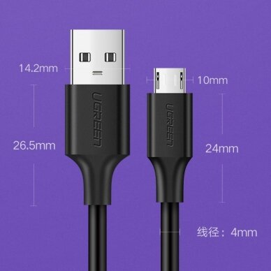 USB Kabelis Ugreen - micro USB data charging cable2,4 A 480 Mbps 1,5 m Juodas (US289 60137) 18